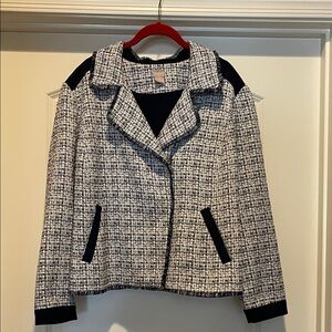 Chico's Navy and White Textured Blazer XXL / 20W / Chico size 4.   New w/o tags